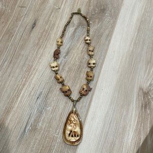 Vintage Miriam Haskell carved elephant necklace